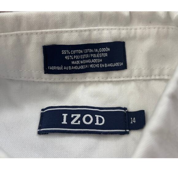 Izod White Collared Button-Down Shirt Boys Size 14 - Picture 3 of 6